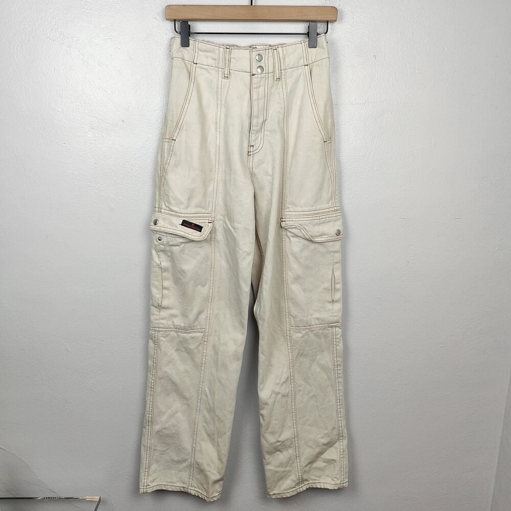 BDG Baggy Cargo Jeans Womens 26 Beige Y2K Utility Skater Preppy